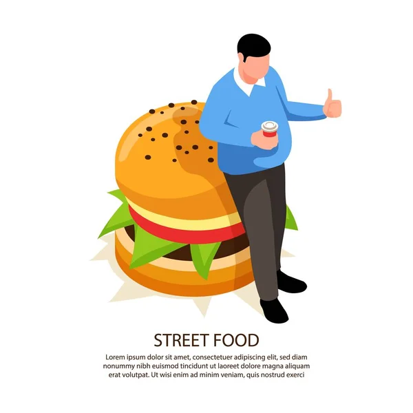 Burger Man isometrischer Hintergrund — Stockvektor