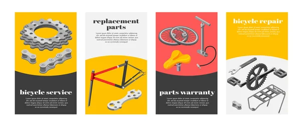 Ensemble d'affiches de service de vélo — Image vectorielle