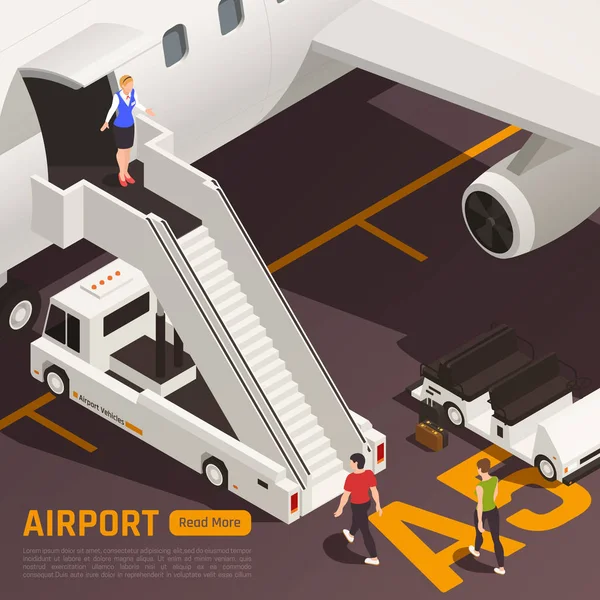 Airstairs Truck Airport Background — 图库矢量图片