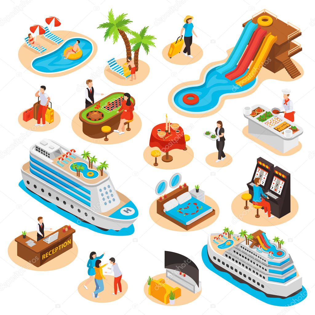Sea Cruise Isometric Icons