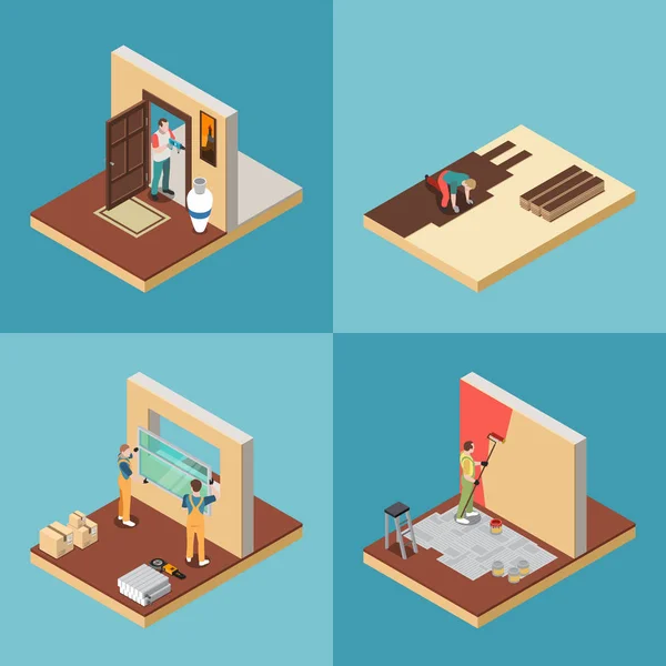 Home Repair Worker Concept Icons Set — Stock vektor