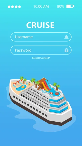 Sea Cruise Réservation Mobile App Design — Image vectorielle