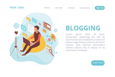 Bloglama Isometric Web Sayfası