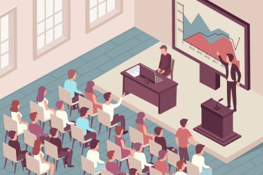 İzometrik Bilimsel Konferans Arkaplanı