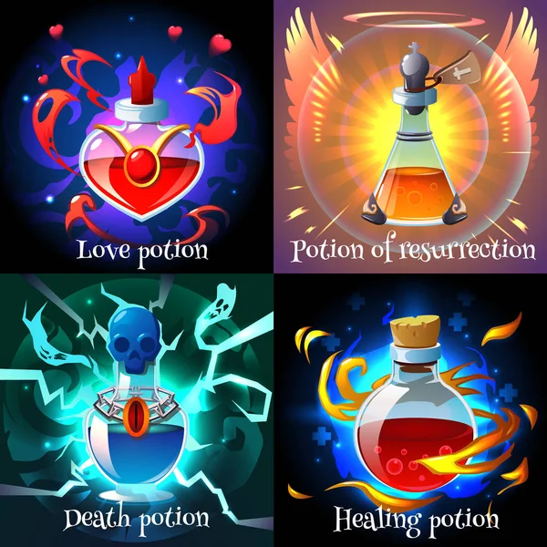 Magic Potions 2x2 Design Concept — 图库矢量图片