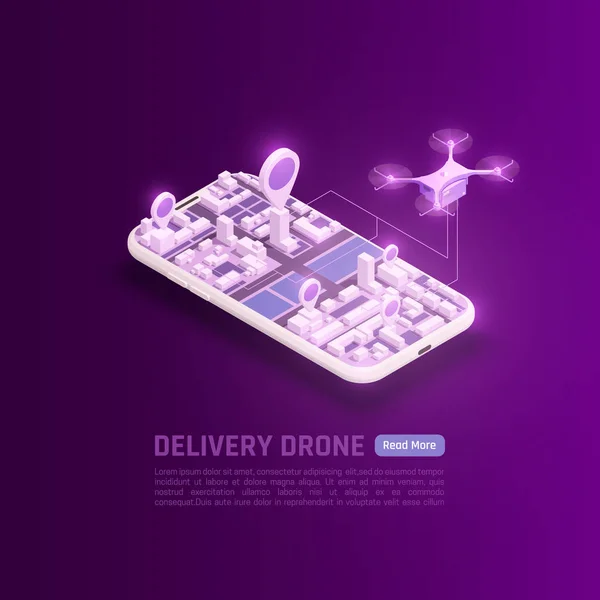Entrega on-line Drone fundo — Vetor de Stock