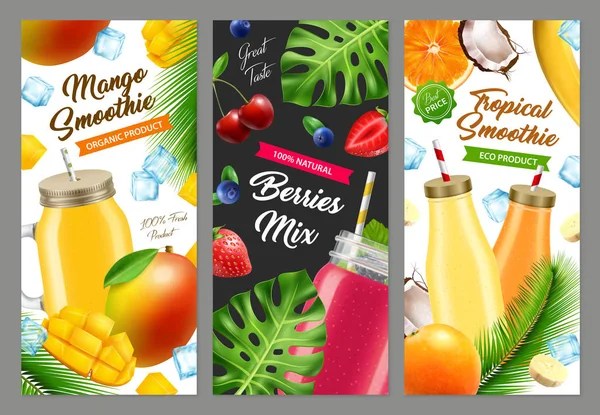 Smoothie Vertical Banners Collection — Stock vektor