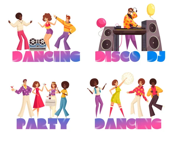 Juego de iconos de concepto de fiesta de discoteca — Vector de stock