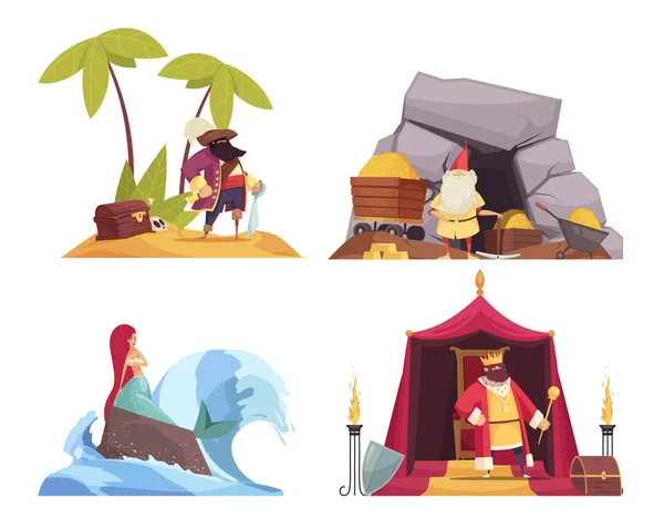 Fairy Tale Characters Concept Icons Set — Stock Vector