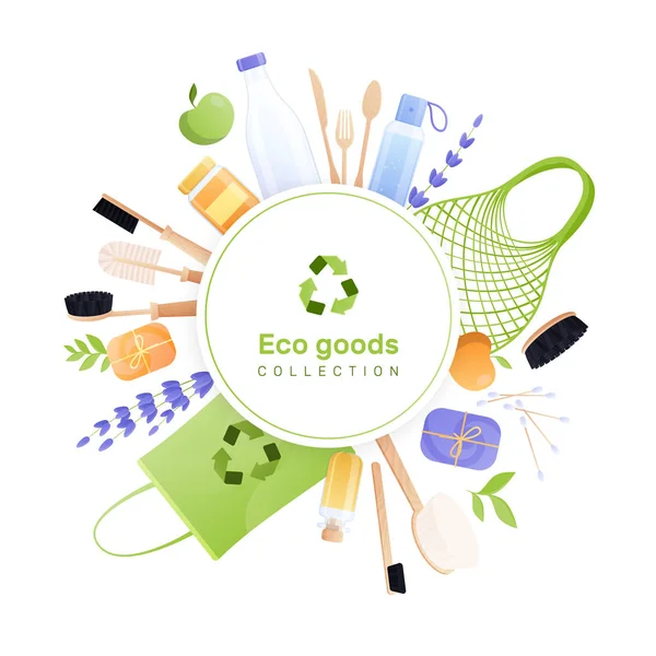 Eco Goods Round Composition — Stock Vector