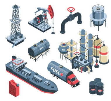 Petrol Üretimi Isometric Set