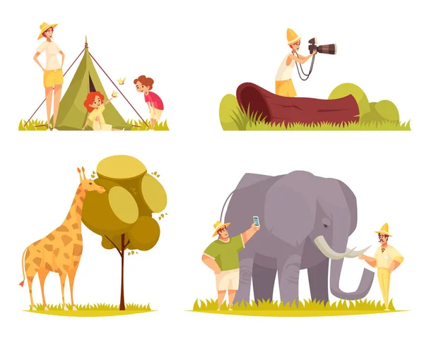 Safari Travel 4 Compositions — Image vectorielle