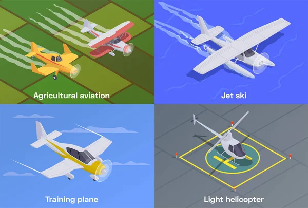 Concepto de transporte aéreo pequeño 2x2 — Vector de stock