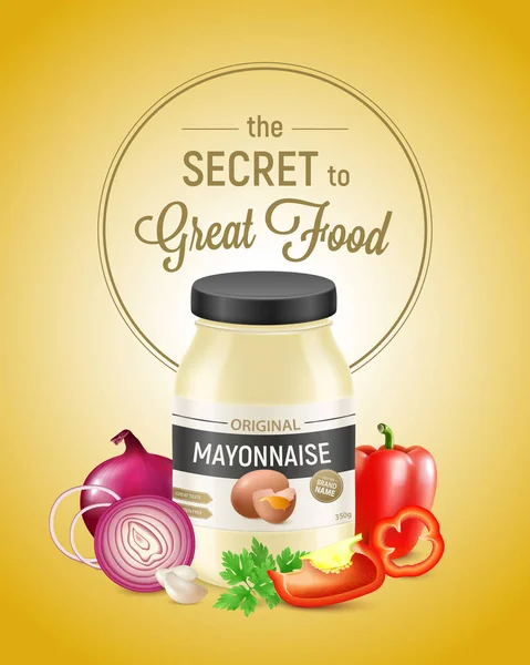 Realistic Mayonnaise Vertical Background — Stock Vector