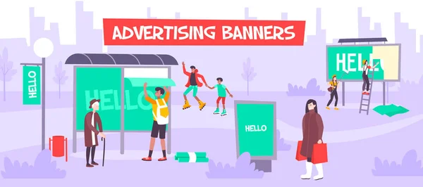 Street Διαφήμιση Banners Σύνθεση — Διανυσματικό Αρχείο