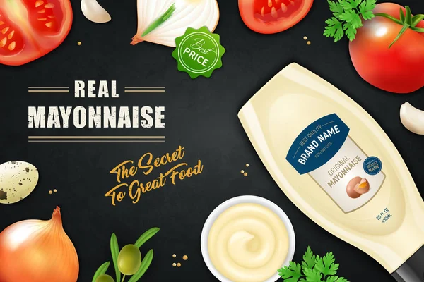 Afiche de anuncios horizontales de mayonesa — Vector de stock