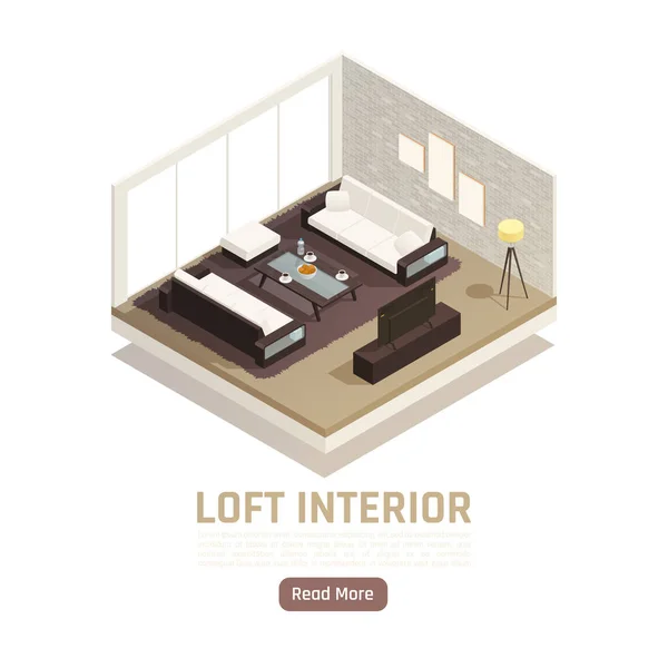 Loft Interior Vista isométrica — Archivo Imágenes Vectoriales