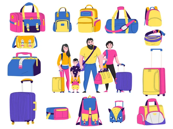 Travel Bags Types Set — Stock Vector