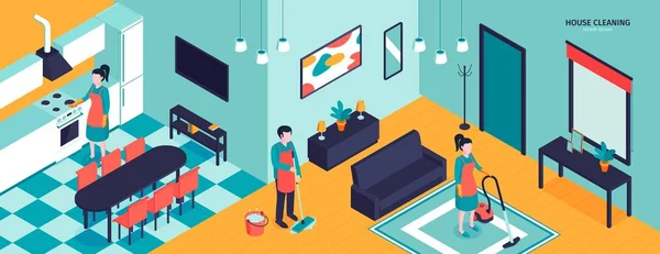 Nettoyage des appartements Composition horizontale — Image vectorielle