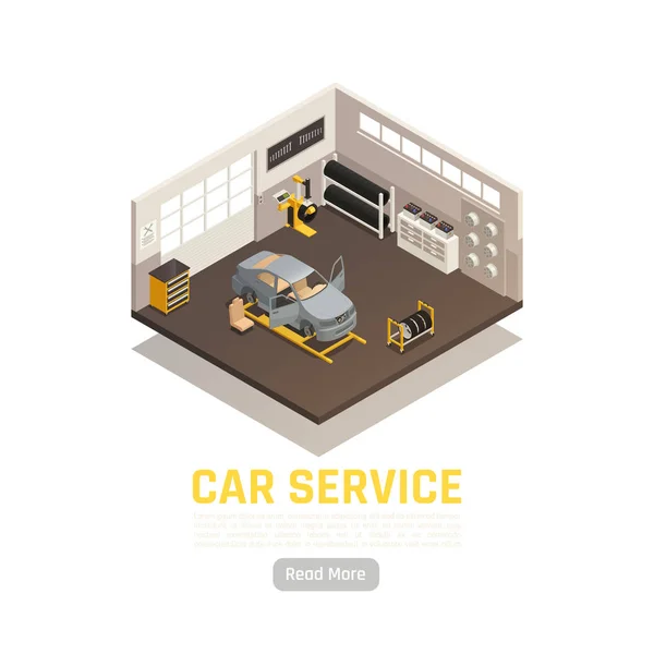 Car Service Isometric Composition — Stock Vector