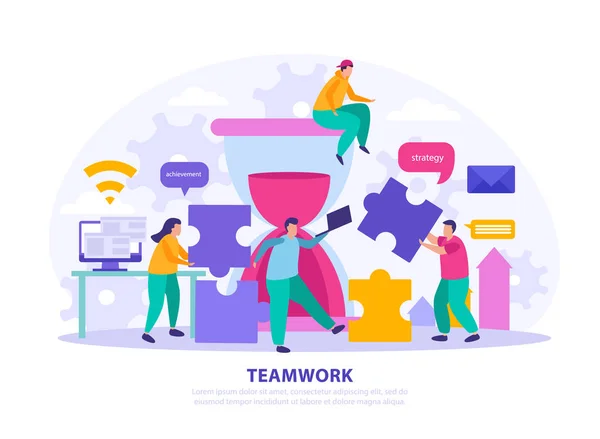 Teamwork Flat Design Concept — Stock Vector