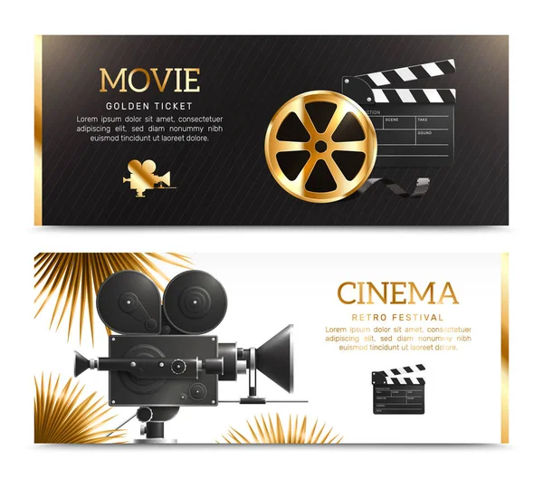 Cinema Movie Horizontal Banners — Stock Vector