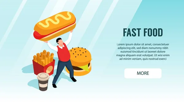 Fast Food Isometric Background — Stock Vector