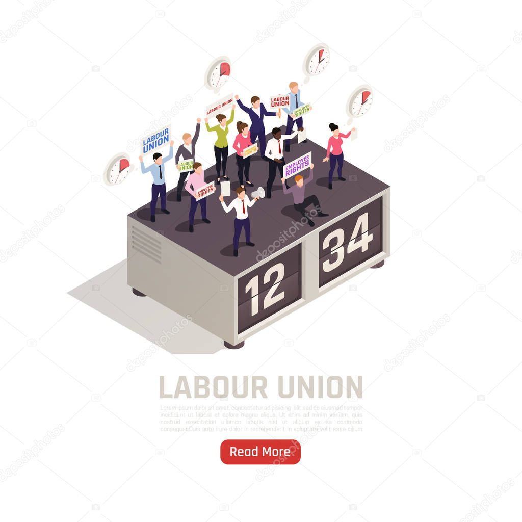 Labor Union Strike Isometric Composition 
