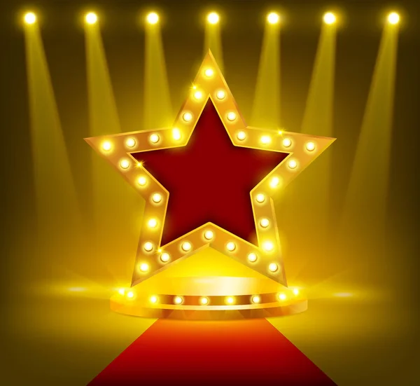 Podium Star Realistic Composition — Stock Vector