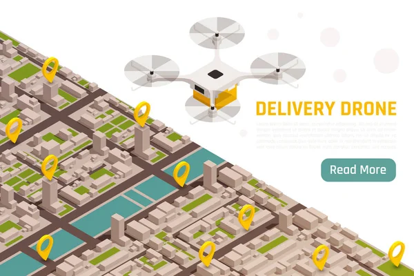 City Drone Delivery Contexte — Image vectorielle