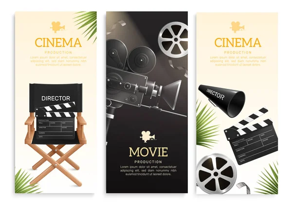 Cinema Vertical Banners Set — Stock Vector