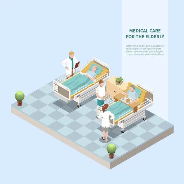 Medical Care For Elderly Isometric Background — 스톡 벡터