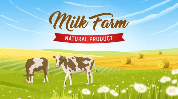 Milk Farm Realistic Background — Stock Vector