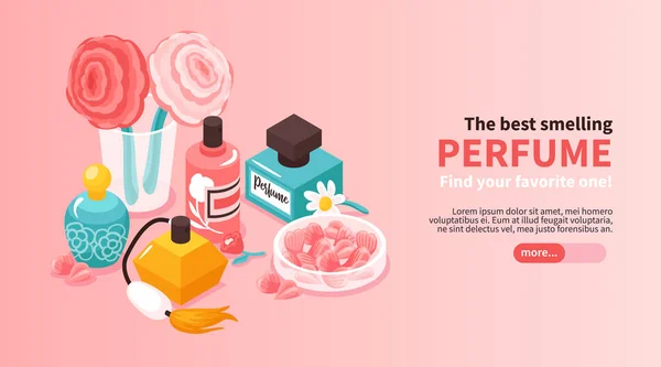 Perfume Isométrico Web Banner — Archivo Imágenes Vectoriales