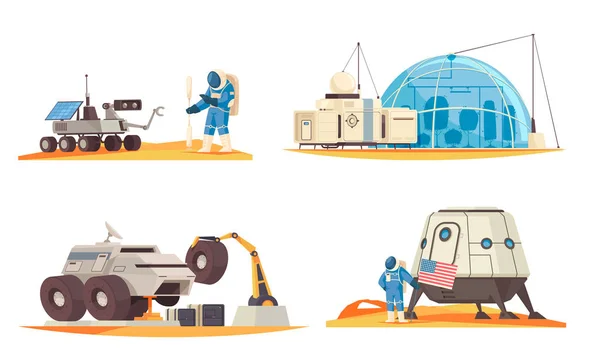 Mars Colonization Compositions — Stockový vektor