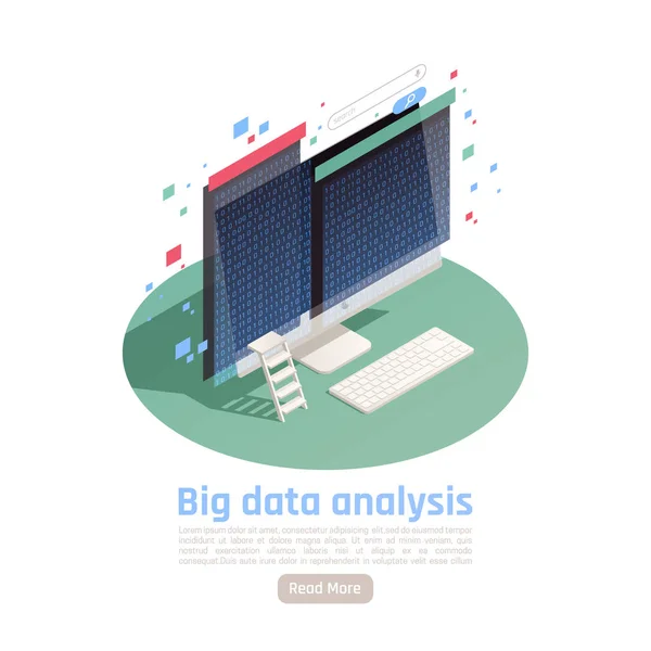 Analyse van big data Isometrische samenstelling — Stockvector