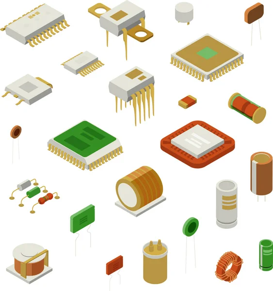 Set di elementi semiconduttori — Vettoriale Stock