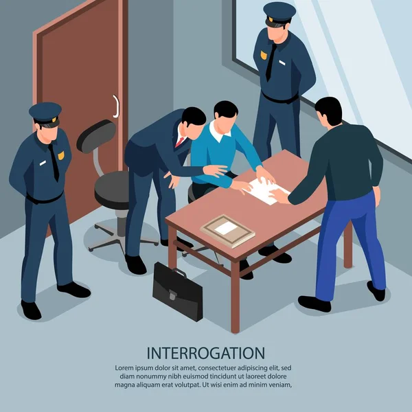 Interrogation Isometric Lawyer Background — 스톡 벡터