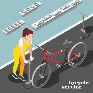 Bisiklet Servisi Isometric Arkaplan