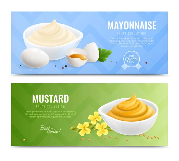 Mosterd Realistische Banner Set — Stockvector