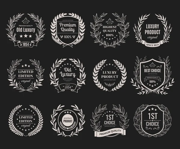 Conjunto realista de emblemas de premios de plata — Vector de stock