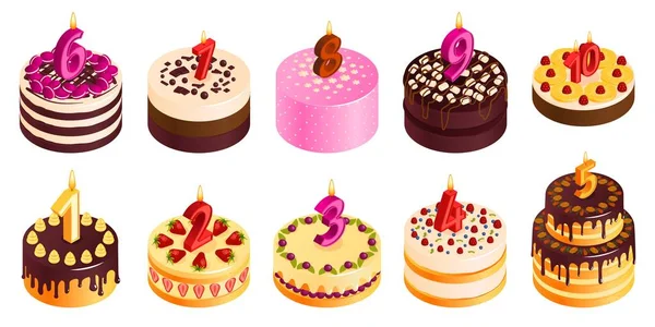 Set de gâteaux d'anniversaire — Image vectorielle