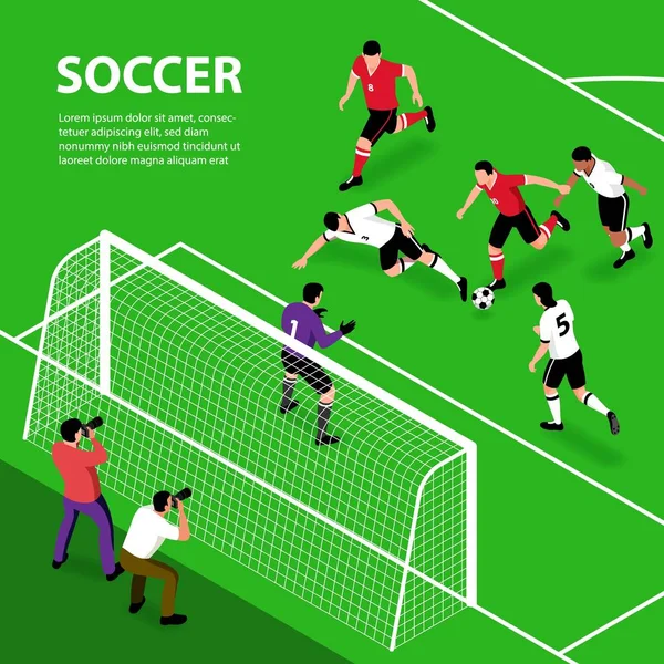 Isometric Soccer Attack Background — 스톡 벡터