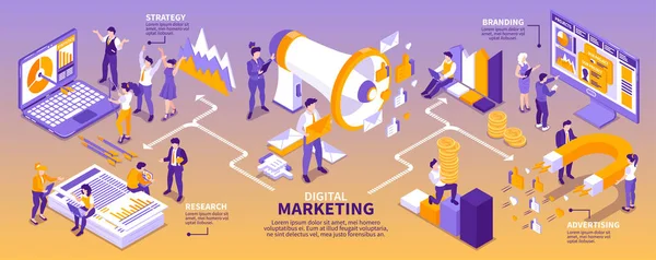 Izometrická marketingová strategie Infographics — Stockový vektor