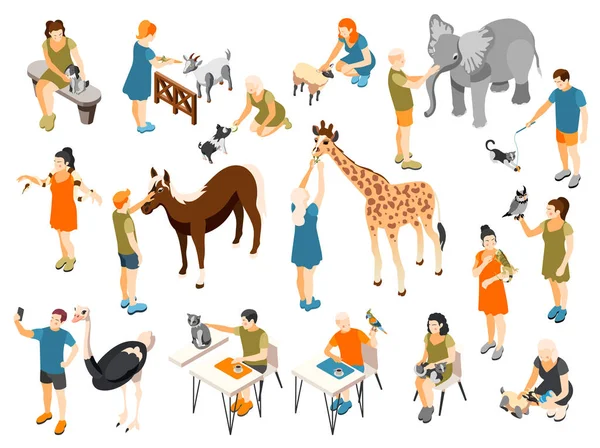 Contatto Zoo Icons Set — Vettoriale Stock