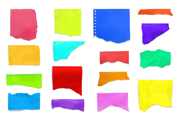 Conjunto de papel colorido rasgado rasgado — Vetor de Stock
