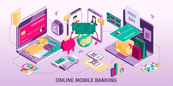 Concept voor online mobiel bankieren — Stockvector
