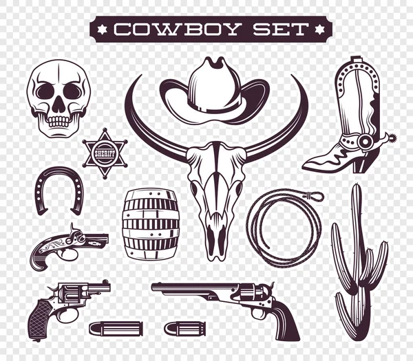 Zestaw ikon w kowbojem — Wektor stockowy