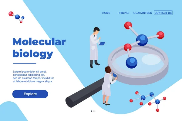 Biologia Molecular Landing Page — Vetor de Stock