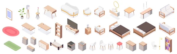 Isolated Isometric Furniture Icon Set — 스톡 벡터